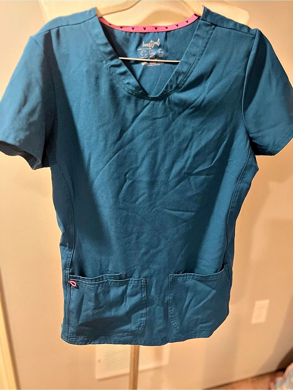 HeartSoul Break on Through Shaped V-Neck Scrub Top Green